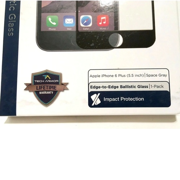 Tech Armor Ballistic Glass Screen Protector iPhone 6 Plus 5.5 inch Space Gray - Picture 2 of 10